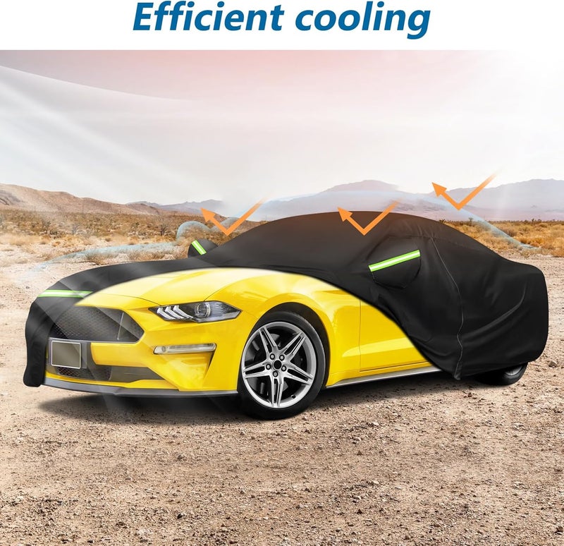 BIGACOVER for Ford Mustang Car Cover Waterproof, Outdoor Mustang Car Covers with Soft Cotton Lining Windproof Heavy Duty Protection Compatible with 1994-2025 Mustang GT/Shelby/Cobra/Bullitt/ECOBOOST - Image 4